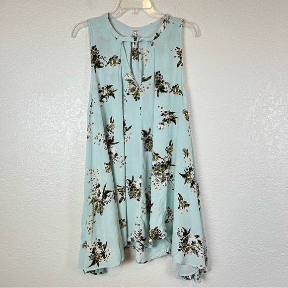 Free People Floral Mint Green Tree Swing Trapeze Sleeveless Tunic Dress Medium - Picture 3 of 10